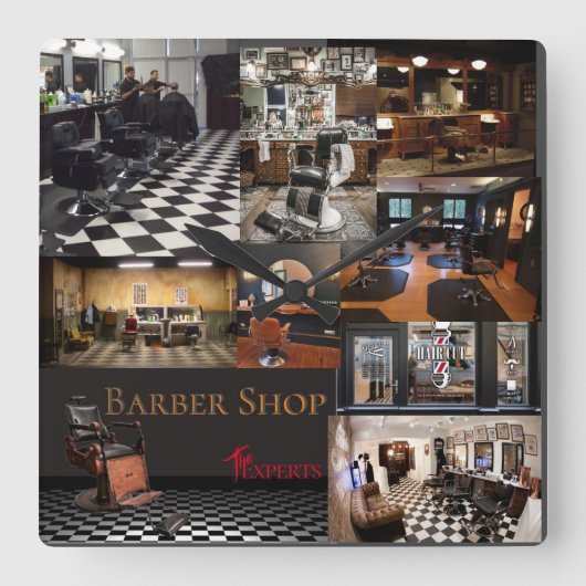 Pictures Of Barber Shops スクエア壁時計 (正面)