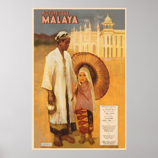 Picturesque Malaya Malaysia Kuala Lumpur Vintage ポスター (正面)