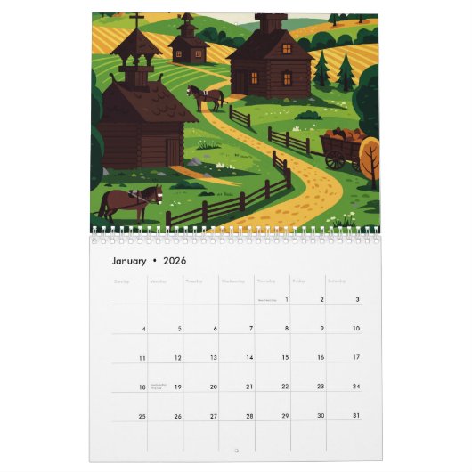 Picturesque rural landscape カレンダー (1月 2026)