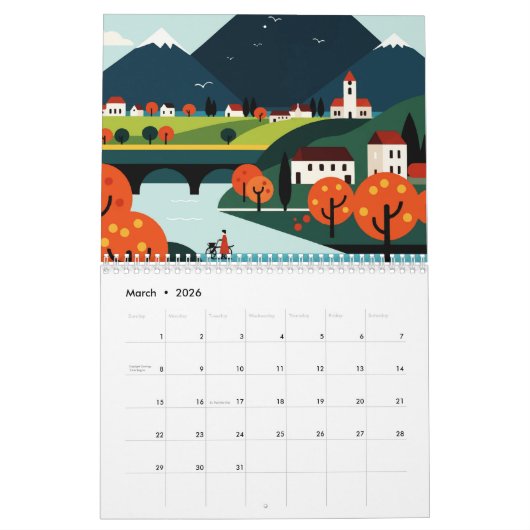 Picturesque rural landscape カレンダー (3月 2026)