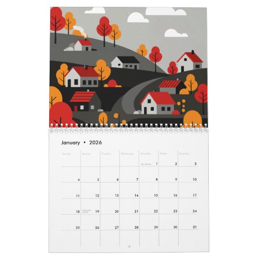 Picturesque rural landscape カレンダー (1月 2026)