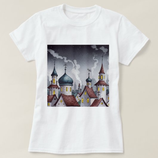 Picturesque town at night  tシャツ (デザイン正面)