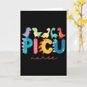 PICU小児科ナース 恐竜 PICU看護師 カード (黄色い花)