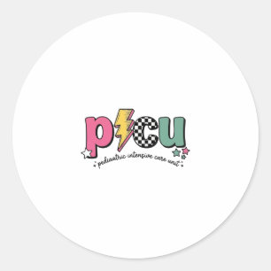 PICU 小児集中治療室 看護師 Tシャツ_1 ラウンドシール
