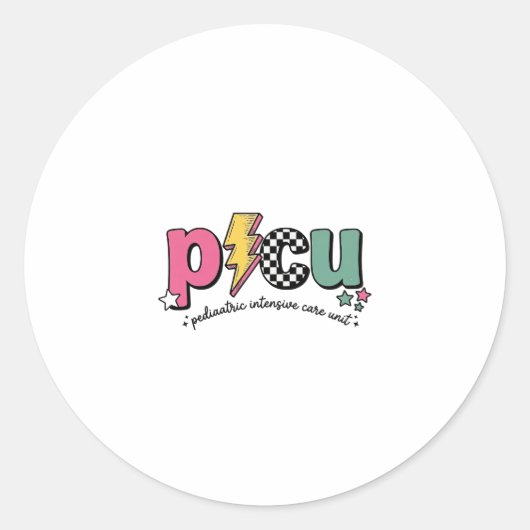 PICU 小児集中治療室 看護師 Tシャツ_1 ラウンドシール (正面)