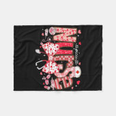 Picu Nurse Stethoscope Coquette Bow Heart Valentin フリースブランケット (正面(横))