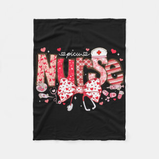 Picu Nurse Stethoscope Coquette Bow Heart Valentin フリースブランケット