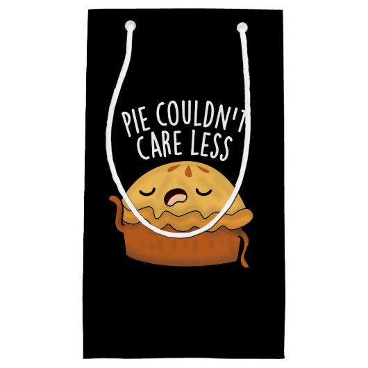 Pie Couldn't Care Less Funny Food Pun Dark BG スモールペーパーバッグ (正面)