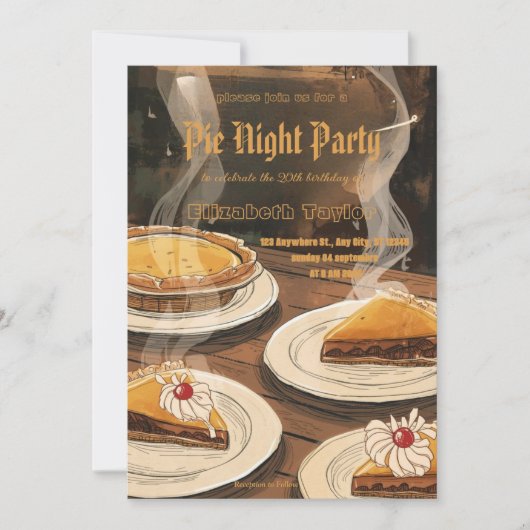 Pie Sharing Night Party Invitation – Sweet & Cozy  招待状 (正面)