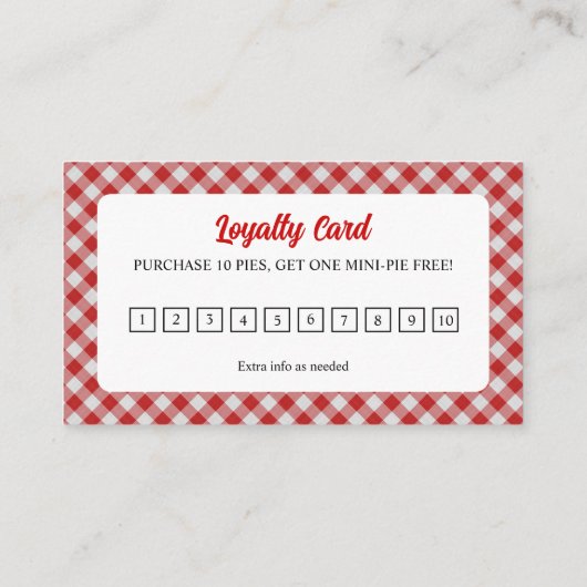 Pie Shoppe ロイヤリティカード (裏面)