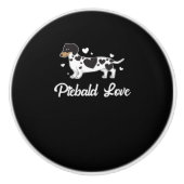 Piebaldのダックスフントの犬のオーナーのギフト セラミックノブ (正面)
