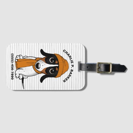 Piebald Dachshandかわいいヒップスター犬のラゲッジタグ ラゲッジタグ (正面横)