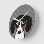 Piebald Dachshandかわいい子犬のラウンドクロック ラウンド壁時計 (傾斜)
