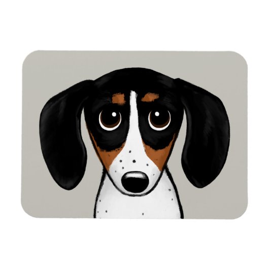 Piebald Dachshandかわいい子犬の磁石 マグネット (横)