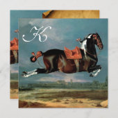 Piebald Horse"Cehero'Surving Parchment Monogram 招待状 (正面/裏面)