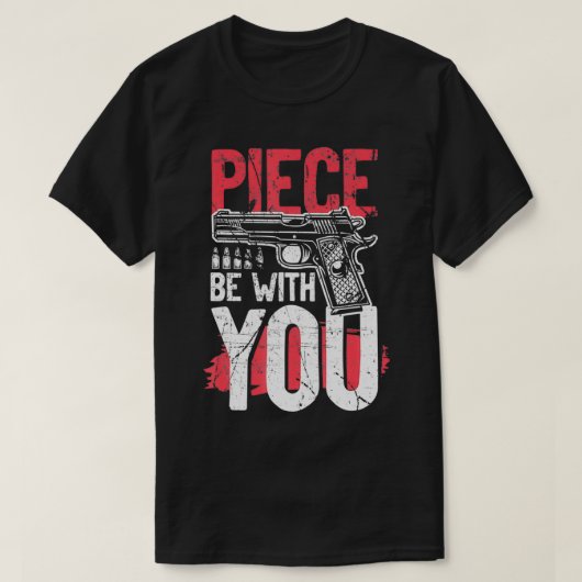 Piece Be With You Hand and Bulletデザイン Tシャツ (デザイン正面)