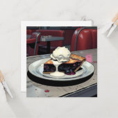 Piece of Blueberry Pie and Vanilla Ice Cream Blank カード (正面/裏面インサイチュ)