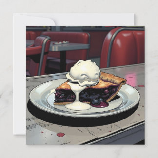 Piece of Blueberry Pie and Vanilla Ice Cream Blank カード