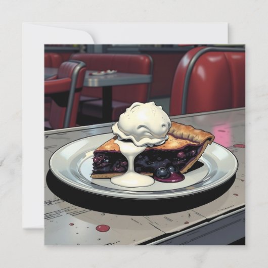 Piece of Blueberry Pie and Vanilla Ice Cream Blank カード (正面)