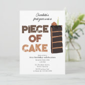 Piece of Cake Invite 1st  First Birthday Cute 招待状 (スタンド正面)
