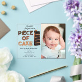 Piece of Cake Invite 1st  First Birthday Photo アクリル招待状 (インサイチュ (ウェディング))