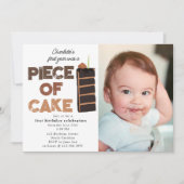Piece of Cake Invite 1st  First Birthday Photo 招待状 (正面)