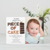 Piece of Cake Invite 1st  First Birthday Photo 招待状 (スタンド正面)