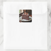 Piece of German Chocolate Cake on a Fancy Plate スクエアシール (バッグ)