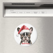 Pied Black White French Bulldog Christmas Magnet マグネット (インサイチュ (食洗機))