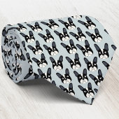 Pied French Bulldog Green Neck Tie ネクタイ