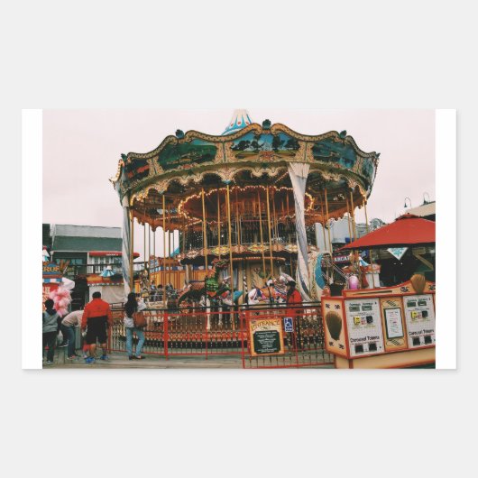 Pier 39 San Francisco，カリフォルニア回転木馬ステッカー 長方形シール (正面)
