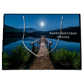 Pier at Night under a Full Moon誕生日 ラージペーパーバッグ (正面)