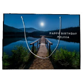 Pier at Night under a Full Moon誕生日 ラージペーパーバッグ (裏面)