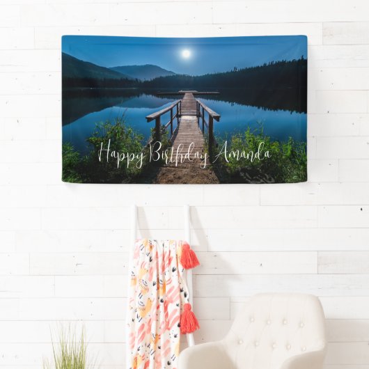 Pier at Night under a Full Moon誕生日 横断幕 (インサイチュ)