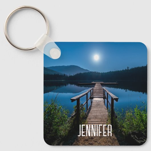 Pier at Night under a Full Moon キーホルダー (正面)
