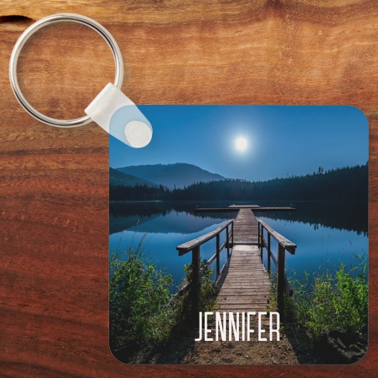 Pier at Night under a Full Moon キーホルダー (正面)