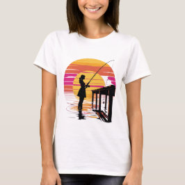 Pier Fishing Girl Tシャツ