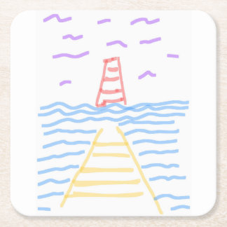 Pier Lighthouse Paper Coaster スクエアペーパーコースター