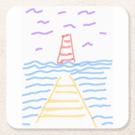 Pier Lighthouse Paper Coaster スクエアペーパーコースター (正面)