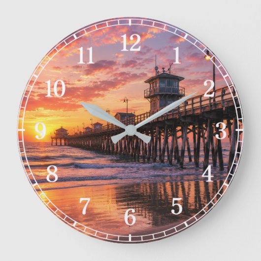 Pier Wall Clock — Coastal Landscape Design ラージ壁時計 (正面)
