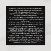 Piercing Aftercare Instructions Business Card スクエア名刺 (裏面)