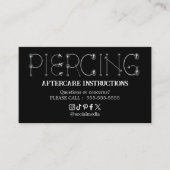 Piercing Aftercare Instructions Business Card 名刺 (正面)