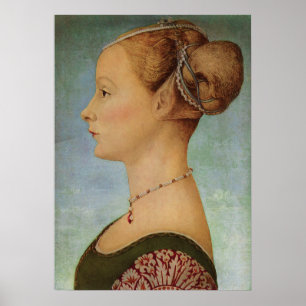 Piero del Pollaiuolo,若い女性のポートレート ポスター