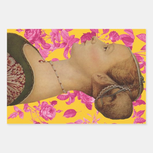 Piero del Pollaiuolo，若い女性のポートレート ラッピングペーパーシート (正面)