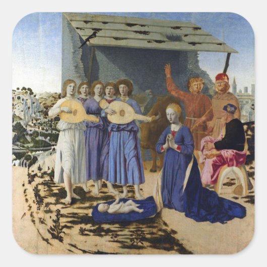 PIERO DELLA FRANCESCAによるイエスの降誕と天使 スクエアシール (正面)