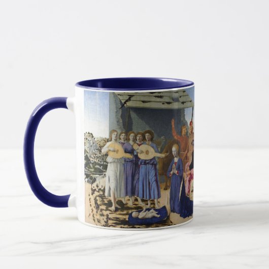 PIERO DELLA FRANCESCAによるイエスの降誕と天使 マグカップ (左)