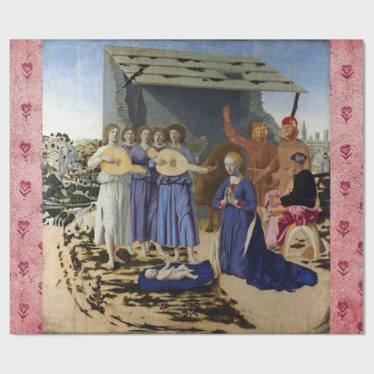 PIERO DELLA FRANCESCAによるイエスの降誕と天使 ラッピングペーパー (フラット)