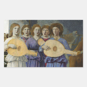 PIERO DELLA FRANCESCAによる音楽を奏でるクリスマスの天使たち 長方形シール