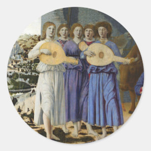 PIERO DELLA FRANCESCAによる音楽を奏でるクリスマスの天使 ラウンドシール