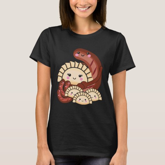 PierogiとKielbasaポーランド伝統的食品パンP Tシャツ (正面)